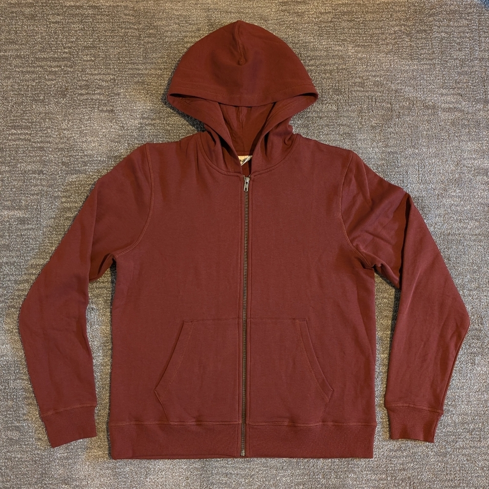 Pact Rust Orange Brown Full Zip Organic Cotton Hoodie - Medium
